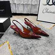 Fortok Saint Laurent YSL Transparent PVC Slingback Pumps Burgundy 6.5cm - 5