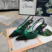 Fortok Saint Laurent YSL Transparent PVC Slingback Pumps Green 6.5cm - 1