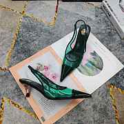 Fortok Saint Laurent YSL Transparent PVC Slingback Pumps Green 6.5cm - 3