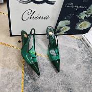 Fortok Saint Laurent YSL Transparent PVC Slingback Pumps Green 6.5cm - 4