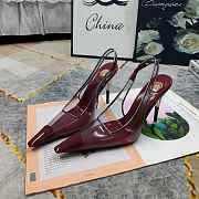 Fortok Saint Laurent YSL Transparent PVC Slingback Pumps Burgundy 10.5cm - 1