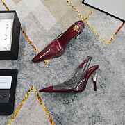 Fortok Saint Laurent YSL Transparent PVC Slingback Pumps Burgundy 10.5cm - 4