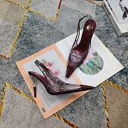 Fortok Saint Laurent YSL Transparent PVC Slingback Pumps Burgundy 10.5cm - 5