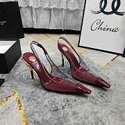 Fortok Saint Laurent YSL Transparent PVC Slingback Pumps Burgundy 10.5cm - 3