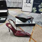 Fortok Saint Laurent YSL Transparent PVC Slingback Pumps Burgundy 10.5cm - 2