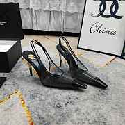 Fortok Saint Laurent YSL Transparent PVC Slingback Pumps Black 10.5cm - 1