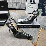 Fortok Saint Laurent YSL Transparent PVC Slingback Pumps Black 10.5cm - 3