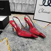 Fortok Saint Laurent YSL Transparent PVC Slingback Pumps Red 10.5cm - 1