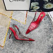 Fortok Saint Laurent YSL Transparent PVC Slingback Pumps Red 10.5cm - 6