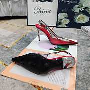 Fortok Saint Laurent YSL Transparent PVC Slingback Pumps Red 10.5cm - 5