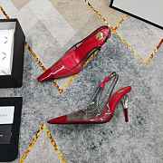Fortok Saint Laurent YSL Transparent PVC Slingback Pumps Red 10.5cm - 2