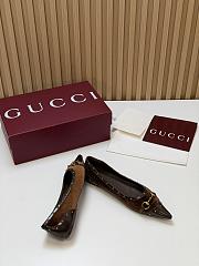 Fortok Gucci Horsebit Ballet Flats Pointed Toe Velvet Brown - 5