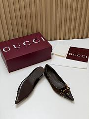 Fortok Gucci Horsebit Ballet Flats Pointed Toe Velvet Brown - 4