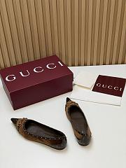 Fortok Gucci Horsebit Ballet Flats Pointed Toe Velvet Brown - 3