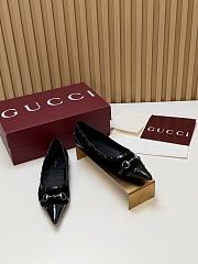 Fortok Gucci Horsebit Ballet Flats Pointed Toe Velvet Black - 3