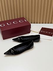 Fortok Gucci Horsebit Ballet Flats Pointed Toe Velvet Black - 6