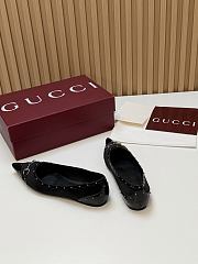 Fortok Gucci Horsebit Ballet Flats Pointed Toe Velvet Black - 5