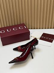 Fortok Gucci Horsebit Heels Pointed Toe Velvet Red 7.5cm - 6