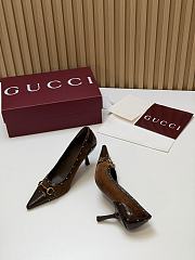 Fortok Gucci Horsebit Heels Pointed Toe Velvet Brown 7.5cm - 2