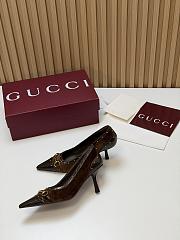 Fortok Gucci Horsebit Heels Pointed Toe Velvet Brown 7.5cm - 5
