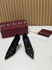 Fortok Gucci Horsebit Heels Pointed Toe Velvet Black 7.5cm - 1