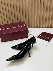 Fortok Gucci Horsebit Heels Pointed Toe Velvet Black 7.5cm - 2