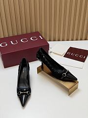 Fortok Gucci Horsebit Heels Pointed Toe Velvet Black 7.5cm - 4