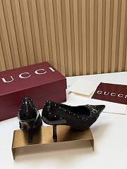 Fortok Gucci Horsebit Heels Pointed Toe Velvet Black 7.5cm - 6