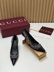 Fortok Gucci Horsebit Heels Pointed Toe Canvas GG 7.5cm - 5