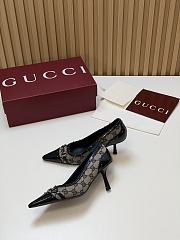 Fortok Gucci Horsebit Heels Pointed Toe Canvas GG 7.5cm - 4