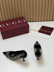 Fortok Gucci Horsebit Heels Pointed Toe Canvas GG 7.5cm - 3