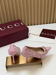 Fortok Gucci Horsebit Ballet Heels Pointed Toe Canvas GG Pink 7.5cm - 3