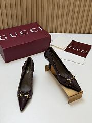 Fortok Gucci Horsebit Heels Pointed Toe Canvas GG Brown 7.5cm - 1