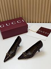 Fortok Gucci Horsebit Heels Pointed Toe Canvas GG Brown 7.5cm - 6