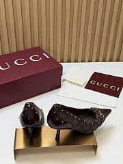Fortok Gucci Horsebit Heels Pointed Toe Canvas GG Brown 7.5cm - 3