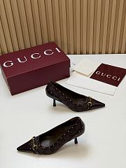 Fortok Gucci Horsebit Heels Pointed Toe Canvas GG Brown 7.5cm - 2