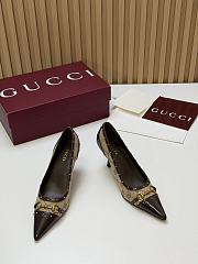 Fortok Gucci Horsebit Heels Pointed Toe Canvas 7.5cm - 1