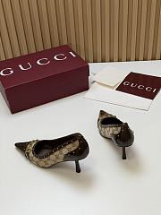 Fortok Gucci Horsebit Heels Pointed Toe Canvas 7.5cm - 3