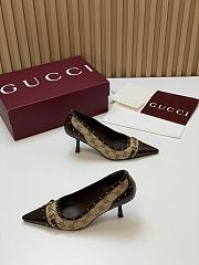 Fortok Gucci Horsebit Heels Pointed Toe Canvas 7.5cm - 6