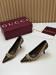 Fortok Gucci Horsebit Heels Pointed Toe Canvas 7.5cm - 2