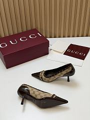 Fortok Gucci Horsebit Heels Pointed Toe Canvas 7.5cm - 5
