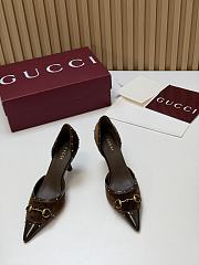 Fortok Gucci Savoy Pump Pink Horsebit d'Orsay Silhouette Velvet Brown 7.5cm - 6