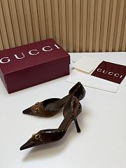 Fortok Gucci Savoy Pump Pink Horsebit d'Orsay Silhouette Velvet Brown 7.5cm - 5