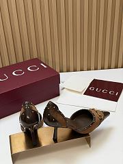 Fortok Gucci Savoy Pump Pink Horsebit d'Orsay Silhouette Velvet Brown 7.5cm - 2