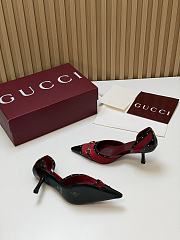 Fortok Gucci Savoy Pump Pink Horsebit d'Orsay Silhouette Velvet Burgundy 7.5cm - 3