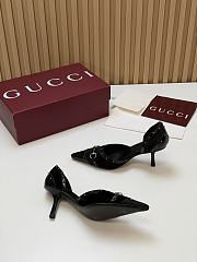 Fortok Gucci Savoy Pump Pink Horsebit d'Orsay Silhouette Velvet Black 7.5cm - 6