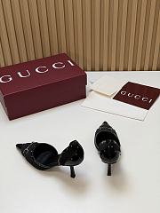 Fortok Gucci Savoy Pump Pink Horsebit d'Orsay Silhouette Velvet Black 7.5cm - 4