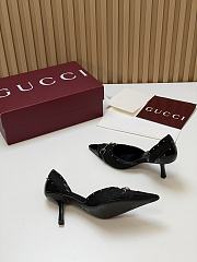 Fortok Gucci Savoy Pump Pink Horsebit d'Orsay Silhouette Canvas GG Black 7.5cm - 6