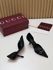 Fortok Gucci Savoy Pump Pink Horsebit d'Orsay Silhouette Canvas GG Black 7.5cm - 4