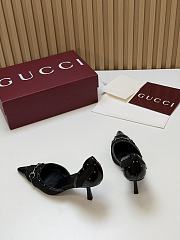 Fortok Gucci Savoy Pump Pink Horsebit d'Orsay Silhouette Canvas GG Black 7.5cm - 3